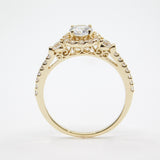 14K Yellow Gold Ladies Fancy Solitaire Halo CZ Ring - Grace Fine Gold