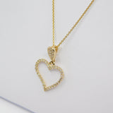 14K Yellow Gold Fancy Heart CZ Necklace - Grace Fine Gold