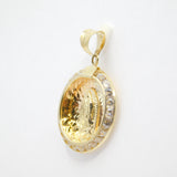 14K Tri-Color Diamond Cut With CZ Guadalupe Charm - Grace Fine Gold