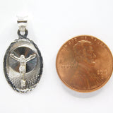 14K White Gold Diamond Cut Jesus Crucifix Oval Charm - Grace Fine Gold