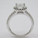 14K White Ladies Cushion Cut Halo Solitaire CZ Ring - Grace Fine Gold