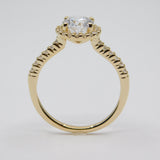 14K Yellow Gold Ladies Fancy Halo Solitaire CZ Ring Gold - Grace Fine Gold