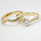 14K Yellow Gold Ladies Fancy Solitaire CZ Ring - Grace Fine Gold