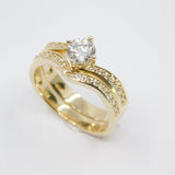 14K Yellow Gold Ladies Fancy Solitaire CZ Ring - Grace Fine Gold
