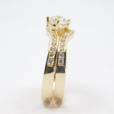 14K Yellow Gold Ladies Fancy Solitaire CZ Ring - Grace Fine Gold