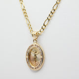 14K Tri-Color D.C with CZ Jesus Crucifix Charm Necklace - Grace Fine Gold