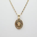 14K Tri-color D.C With CZ Virgin Mary Guadalupe Necklace - Grace Fine Gold