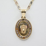 14K Tri-color D.C With CZ Virgin Mary Guadalupe Necklace - Grace Fine Gold