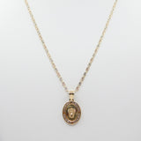 14K Tri-color D.C With CZ Virgin Mary Guadalupe Necklace - Grace Fine Gold