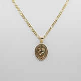 14K Tri-color D.C With CZ Baptism Necklace - Grace Fine Gold