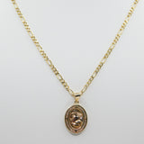 14K Tri-color D.C With CZ Baptism Necklace - Grace Fine Gold