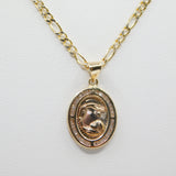 14K Tri-color D.C With CZ Baptism Necklace - Grace Fine Gold
