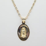 14K Tri-Color Diamond Cut Virgin Mary Guadalupe Necklace - Grace Fine Gold