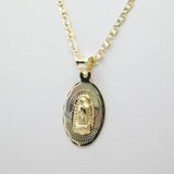 14K Tri-Color Diamond Cut Virgin Mary Guadalupe Necklace - Grace Fine Gold