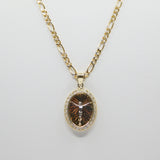 14K Tri-Color Diamond Cut With CZ Jesus Crucifix Necklace - Grace Fine Gold