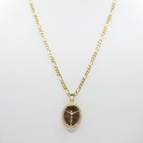 14K Tri-Color Diamond Cut With CZ Jesus Crucifix Necklace - Grace Fine Gold