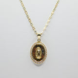 14K Tri-Color Diamond Cut With CZ  Guadalupe Necklace - Grace Fine Gold