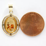 14K Yellow Gold Cubic Zirconia Communion Oval Charm - Grace Fine Gold