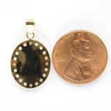 14K Yellow Gold Cubic Zirconia Communion Oval Charm - Grace Fine Gold