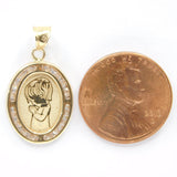 14K Yellow Gold Cubic Zirconia Communion Oval Charm Pendant - Grace Fine Gold