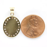 14K Yellow Gold Cubic Zirconia Communion Oval Charm Pendant - Grace Fine Gold