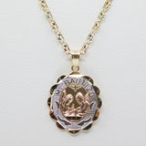 14K Tri- Color D.C Baptism Necklace (large) - Grace Fine Gold