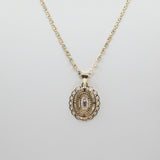 14K Tri-color D.C With CZ Virgin Mary Guadalupe Necklace - Grace Fine Gold