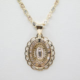 14K Tri-color D.C With CZ Virgin Mary Guadalupe Necklace - Grace Fine Gold
