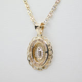 14K Tri-color D.C With CZ Virgin Mary Guadalupe Necklace - Grace Fine Gold
