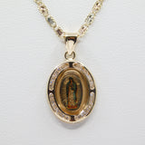14K Yellow Gold With CZ Virgin Mary Picture Necklace - Grace Fine Gold