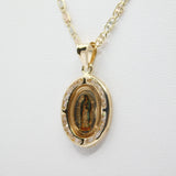 14K Yellow Gold With CZ Virgin Mary Picture Necklace - Grace Fine Gold