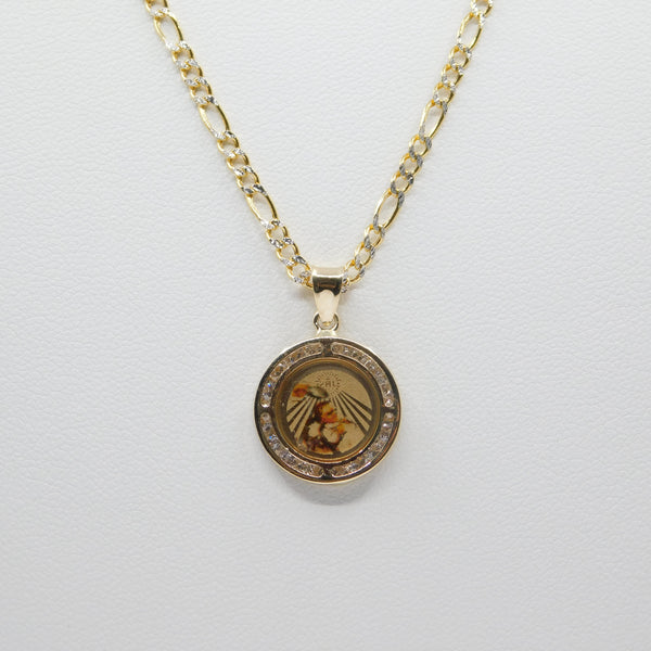 14K Yellow Gold With CZ Baptism Picture Necklace - Grace Fine Gold