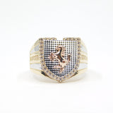 14K Yellow Gold  Men's Fancy Horse CZ Ring - Grace Fine Gold