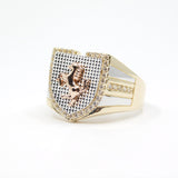 14K Yellow Gold  Men's Fancy Horse CZ Ring - Grace Fine Gold