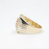 14K Yellow Gold  Men's Fancy Horse CZ Ring - Grace Fine Gold