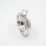 14K White Gold Fancy Solitaire CZ Ring - Grace Fine Gold