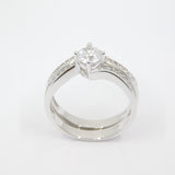 14K White Gold Ladies Fancy Solitaire CZ Ring - Grace Fine Gold