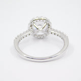 14K White Gold  Ladies Fancy Halo Solitaire CZ Ring - Grace Fine Gold