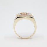 14K Yellow Gold  Men's Fancy Horse CZ Ring - Grace Fine Gold