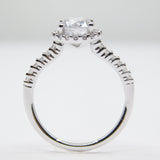 14K White Gold  Ladies Fancy Halo Solitaire CZ Ring - Grace Fine Gold