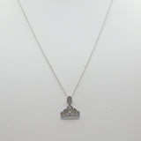 14K White Gold Fancy Crown CZ Necklace - Grace Fine Gold