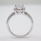 14K White Gold Ladies Princess Cut Halo Solitaire CZ Ring - Grace Fine Gold