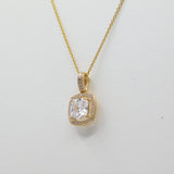 14K Yellow Gold Fancy Cushion Cut CZ Necklace - Grace Fine Gold