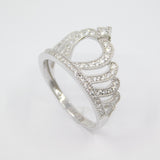 14K White Gold Ladies Fancy Tiara CZ Ring - Grace Fine Gold