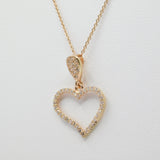 14K Rose Gold Fancy Heart CZ Necklace - Grace Fine Gold