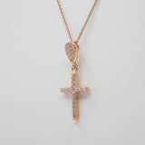 14K Rose Gold Fancy Cross CZ Necklace - Grace Fine Gold