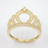 14K Yellow Gold  Ladies Fancy Tiara CZ Ring - Grace Fine Gold