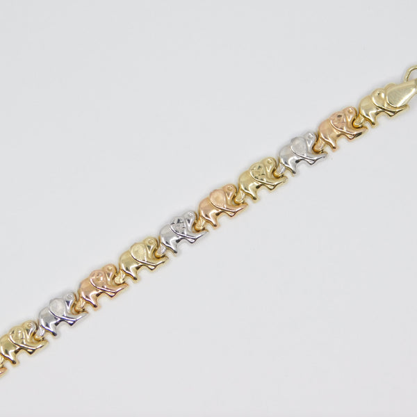 14K Tri-Color Gold Elephant Hollow Bracelet - Grace Fine Gold