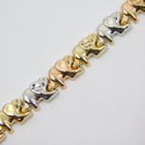 14K Tri-Color Gold Elephant Hollow Bracelet - Grace Fine Gold