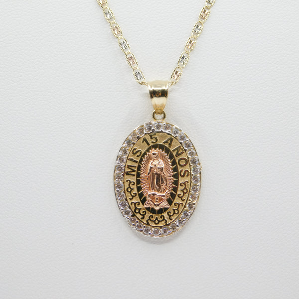 14K Gold 15 Anos C.Z Oval Necklace - Grace Fine Gold